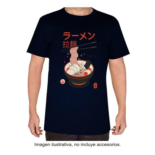 Playera George Talla CH Manga Corta Estampado Japanese Noodles Azul Marino