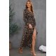 thumbnail image 2 of ABPHQTO Vestido largo de leopardo con cuello en V y manga con puños sexy para mujer, 2 of 5
