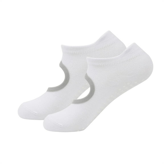 Pilates Socks for Women Ankle Non-Slip Socks for Women Pilates, Pure Barre, Barefoot Workout，Yoga White Free Size