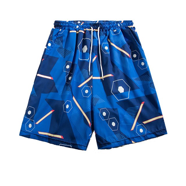 TSADFHJI Mens Swim Trunks 9 Inch Inseam Men's Beach Pants Sweatpants Printed Trousers Drawstring Jogging Leisure Shorts L Blue