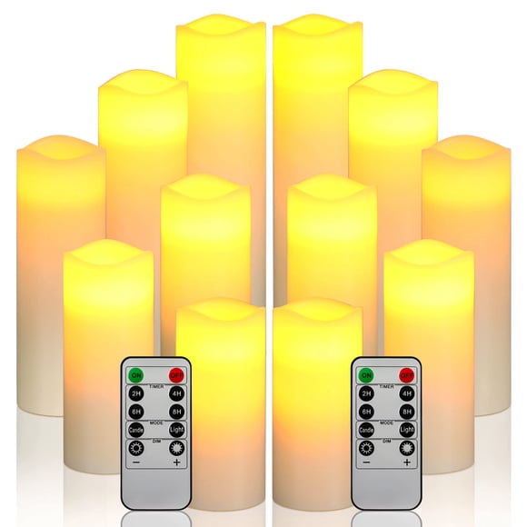 Bougie Sans Flamme Bougie DEL 12 Pcs Cire Véritable