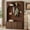 Walnut, variant on Orenith Farmhouse All-in-One Hall Tree with Adjustable Shelves, Retro Arched Entryway Storage Bench with 3 Cabinets, Wooden Coat Rack Organizer with 4 Golden Hooks for Mudroom, Hallway, Black