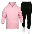 thumbnail image 3 of Baqcunre Hoodies For Men Men'S Fashion Casual Fleece With Color Two Piece Hooded Pocket Lace Pullover Sweater Pants Set Track Suits For Men Set Tops For Men Pink M, 3 of 3