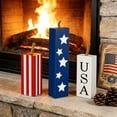 3 Piece Patriotic Wooden Block Decor Set, 4th of July Table Centerpiece ...