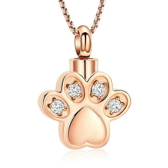 Stainless Steel Paw Print Urn Pendant Cremation Jewelry for Dog Cat Ashes Urn Necklace Pet Memorial Jewelry