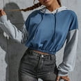 thumbnail image 2 of Vedolay Womens Fall Tops Womens Half Zip Sweatshirts Cropped Hoodies Pullover Sweaters Fall Winter,Blue L, 2 of 4