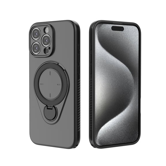 ELEHOLD Magnetic Case for iPhone 16 Pro Max, Shockproof 360° Rotating Ring Stand Case, Wireless Charging Compatible,Black