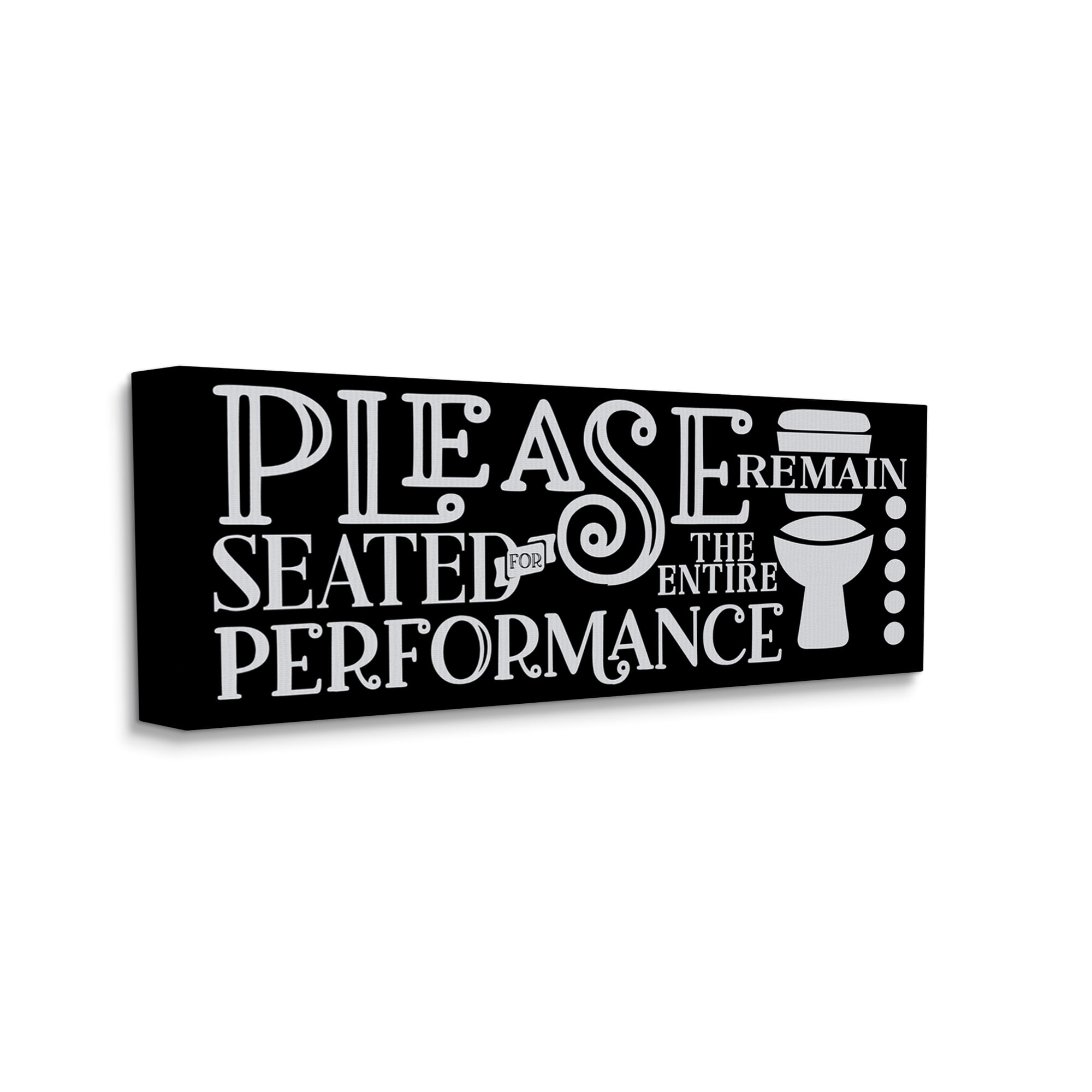 Stupell Industries Please Remain Seated Phrase Typography Painting Gallery Wrapped Canvas Print Wall Art, 24 x 10