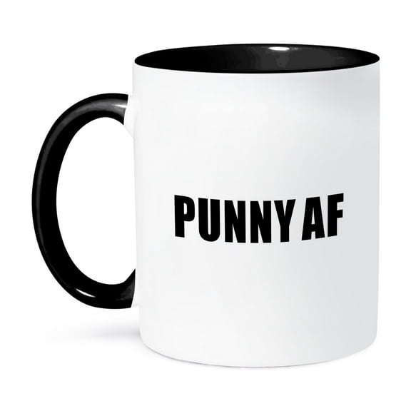 3dRose, PUNNY AF, 11oz Two-Tone Black Mug
