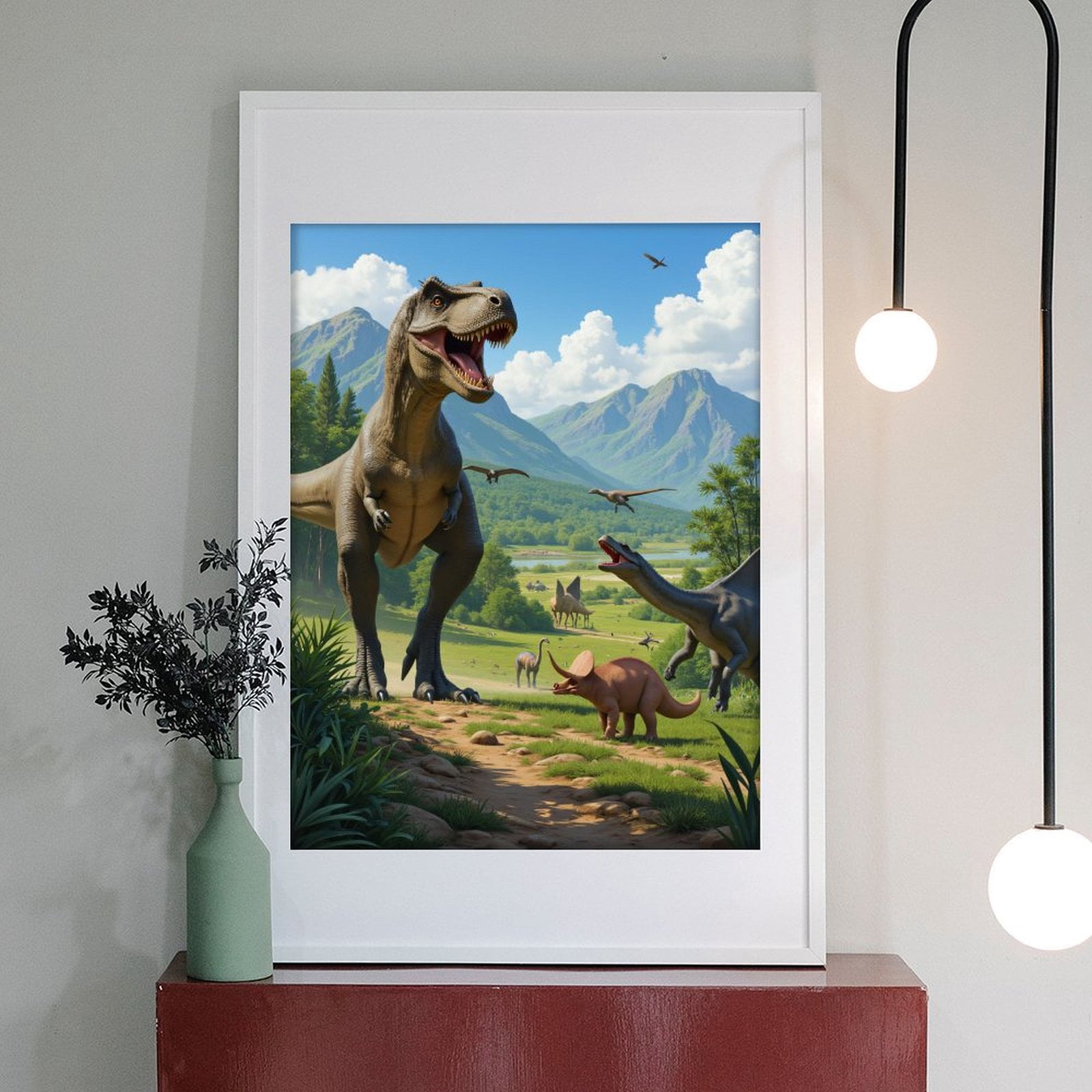 Diamond Art Kit for Adults, Dinosaurs In Prehistoric Landscape Diamond Painting for Adults Beginners, DIY Diamond Art Painting Kits, 5D Diamond Painting Crafts for Home Decor 12x16 Frameless