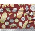 thumbnail image 2 of Soimoi polyester Crepe Fabric Lemon Slice Jar,Cucumber & Ginger Vegetable Decor Fabric Printed Yard 42 Inch Wide, 2 of 3