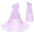 thumbnail image 2 of Aislor Kids Flower Girls One Shoulder Princess Pageant Gown Wedding Bridesmaid Gown Formal Dress Size 6-16 Lavender 14, 2 of 7