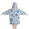 thumbnail image 2 of Blue Christmas Snowflake Pattern Blanket Hoodies for Kids 6-13YR Oversize Wearable Blanket Hoodies for Boys Girls Teens, 2 of 7