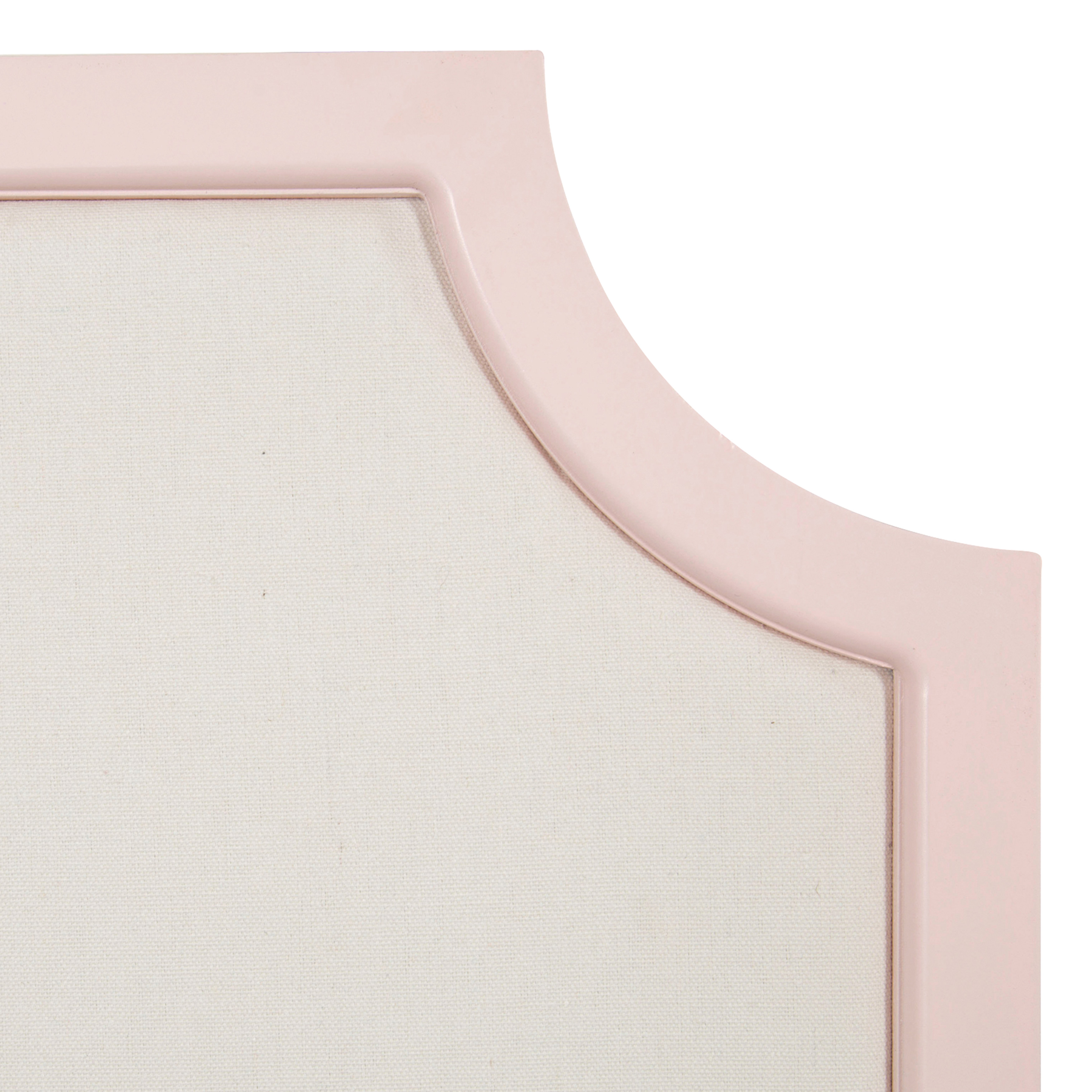 Kate and Laurel Hogan Wood Framed Fabric Pinboard with Scallop Corners, 24  x 36 Inches, Pink and White