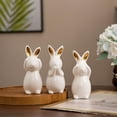 thumbnail image 5 of ZhyrZng Ceramic Bunny Figurine For Spring Table Centerpiece - Bunny Ornament Bunny Figurine Statues Three Piece Set Measuring Four Point Nine Six Inches With Resin Materials, 5 of 6