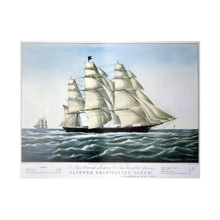 - Clipper Ship Flying Cloud, 1851-1907 Nautical Coastal Art Print Wall Art By E Brown Jr