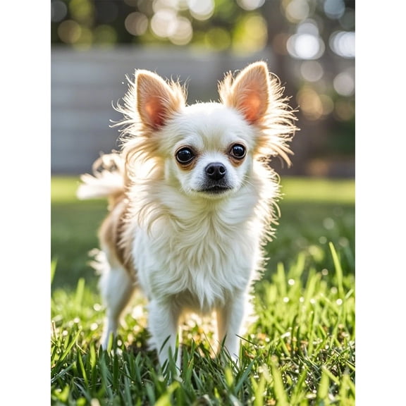 Long Haired Chihuahua Diamond Painting DIY Kits 5D Diamond Art Full Round Drill Crystal by Number Stitch Embroidery Arts and Crafts for Living Room Bedroom Home Wall Decor 12x16 inch / 30x40cm