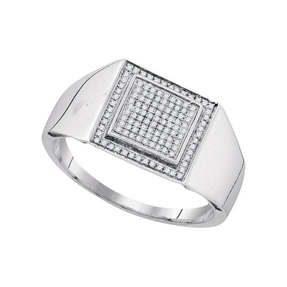 FB Jewels Sterling Silver Mens Round Diamond Square Frame Cluster Ring 1/4 Cttw Size 8