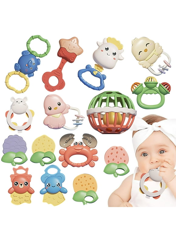 15 Pcs Baby Rattles Toys Set, Baby Teething Toys, Infant Toys Gift 0 1 2 3 4 5 6 7 8 9 10 12 Month Boy Girl