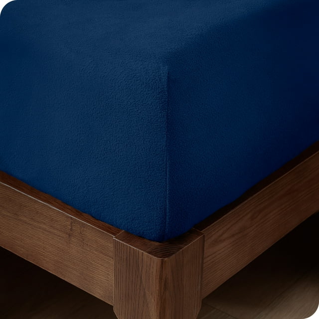 Bare Home Drap-Housse en Molleton Douillet - Molleton Polaire Ultra Moelleux - Drap à Poche Profonde - Lit Simple, Bleu Foncé