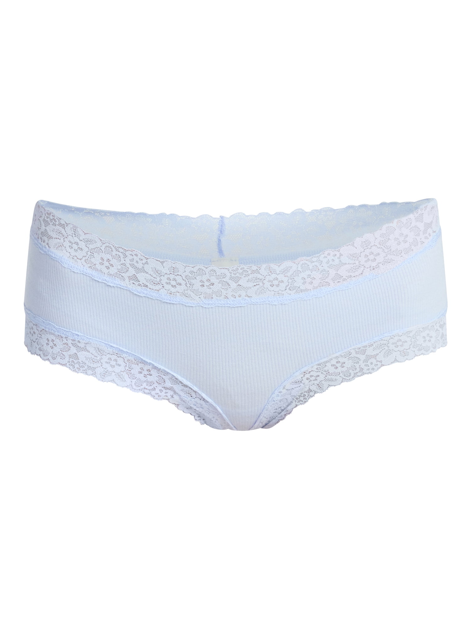 No Boundaries Lace Trim Cotton Rib Cheeky Panties, 3-Pack, Women's XS-XXXL