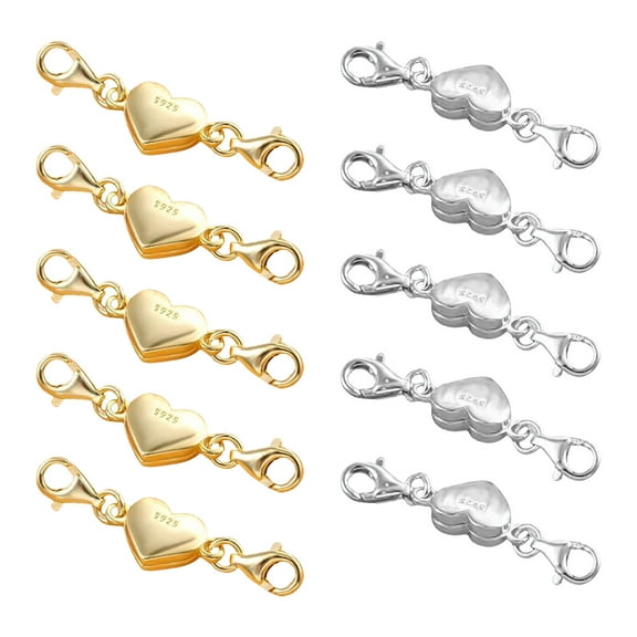 Bottone Pack of 10 Magnetic Jewelry Clasps Gold and Silver Plated Easy Necklace and Bracelet Chain Extenders Jewelry Accessory