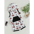 thumbnail image 3 of Bagilaanoe 2pcs Toddler Baby Boy Short Pants Set Print Sleeveless Hooded Tank Tops + Shorts 6M 12M 18M 24M 3T Kids Casual Summer Outfits, 3 of 8