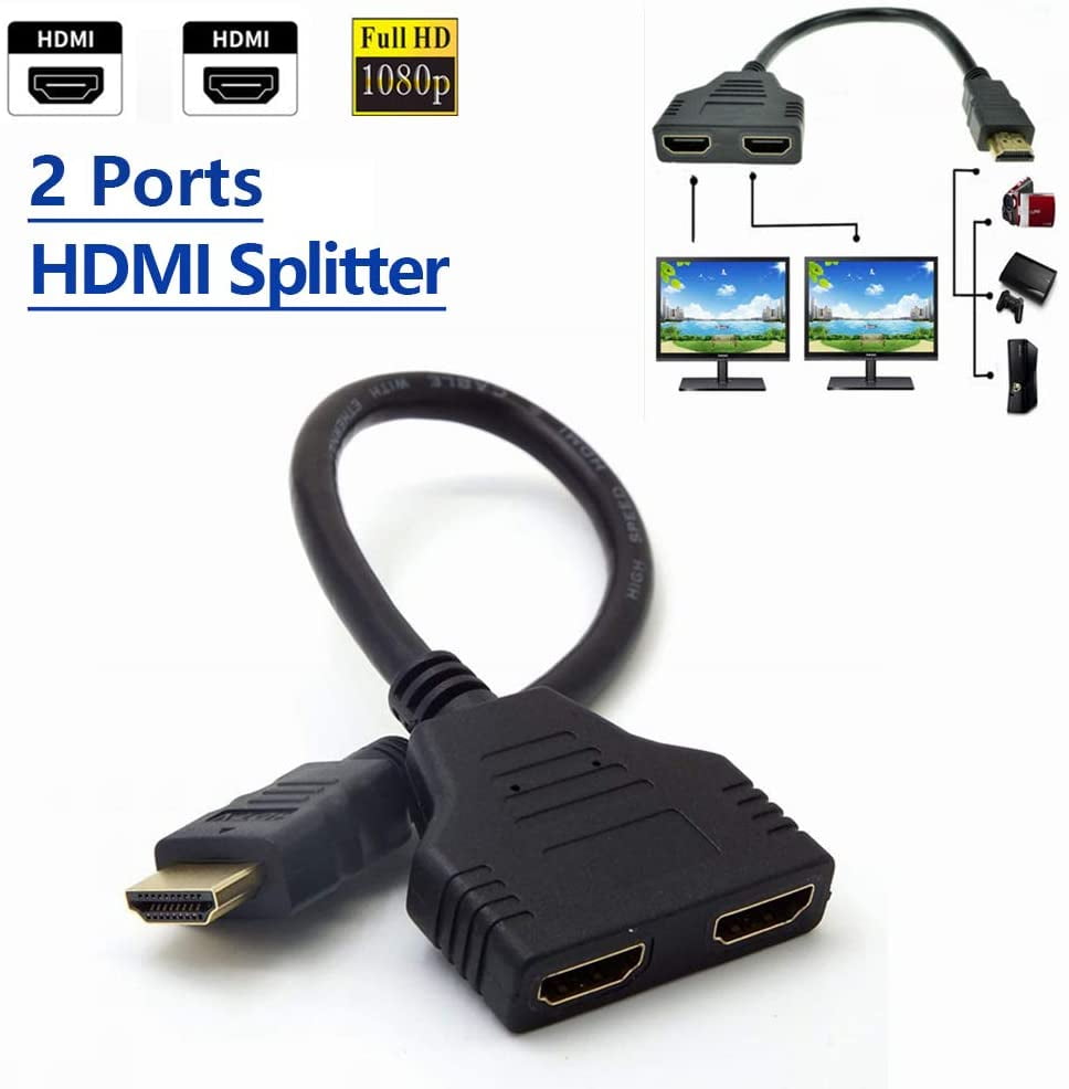 Dual HDMI Adapter, HDMI to Dual HDMI Splitter, HDMI Male to Dual HDMI Female 1 to 2 Way Splitter Adapter Cable for HDTV, Splitter 1 x 2, HDMI Male to HDMI Female Splitter - Walmart.com