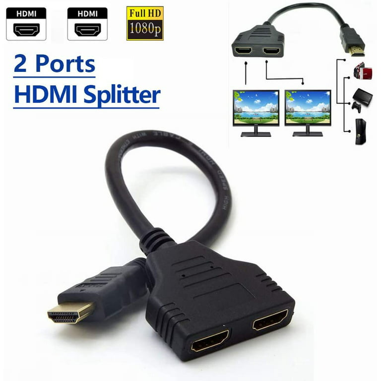 jeg er træt ophavsret Metal linje Dual HDMI Adapter, HDMI to Dual HDMI Splitter, HDMI Male to Dual HDMI  Female 1 to 2 Way Splitter Adapter Cable for HDTV, Splitter 1 x 2, HDMI  Male to 2 HDMI Female Splitter - Walmart.com