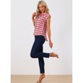 thumbnail image 3 of DARING DIVA Women's Summer Plaid Short Sleeves Button Down Shirts M Red Plaid, 3 of 6