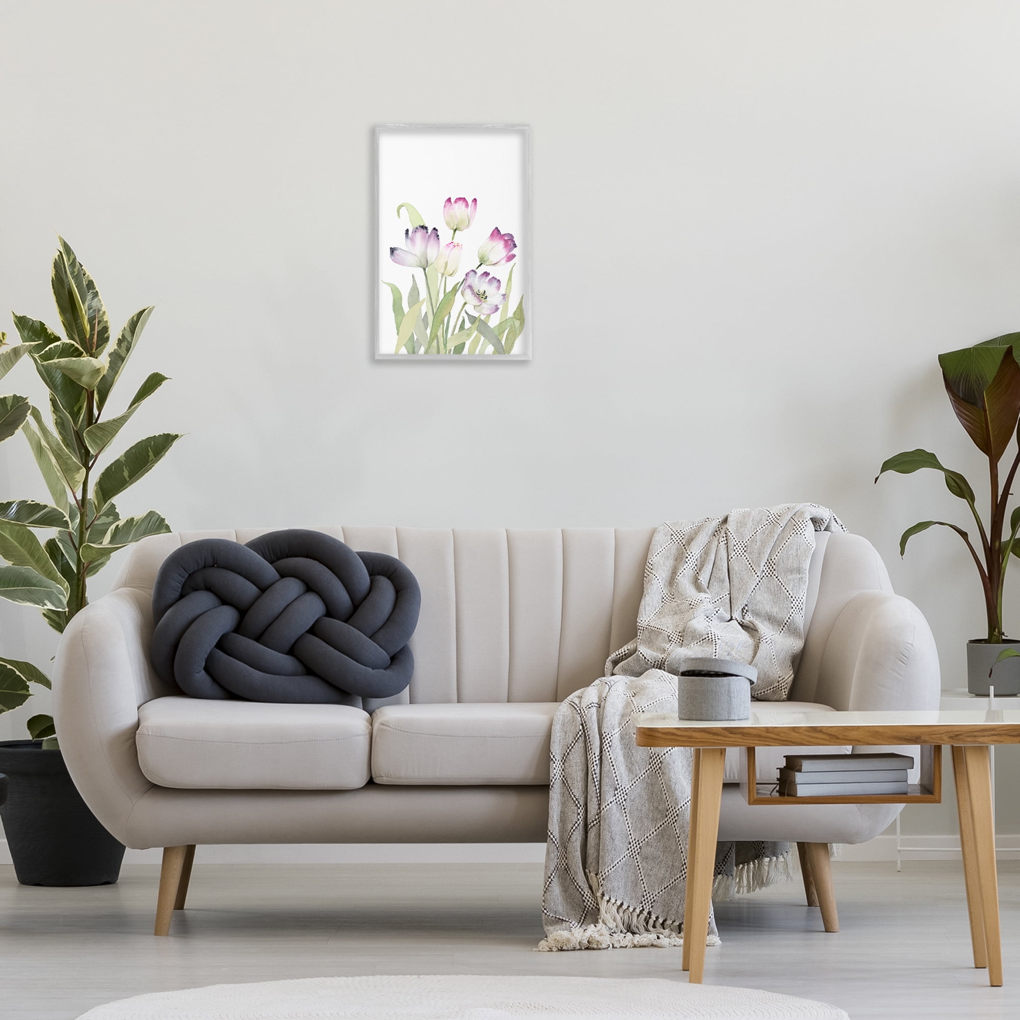 Stupell Industries Fresh Garden Tulips Botanical & Floral Painting Gray Framed Art Print Wall Art, 16 x 24