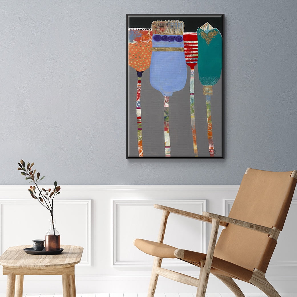 Tall Tulips Framed Premium Gallery Wrapped Canvas - Ready to Hang - 17 x 25 - Black Floating Frame