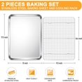 thumbnail image 2 of Stainless Steel Baking Sheet with Wire Rack Set .\uD x .\uD Cookie Sheet Baking Pan for Toaster Oven Small Metal Tray with Cooling Rack for Cooking Roasting Dishwashe, 2 of 7
