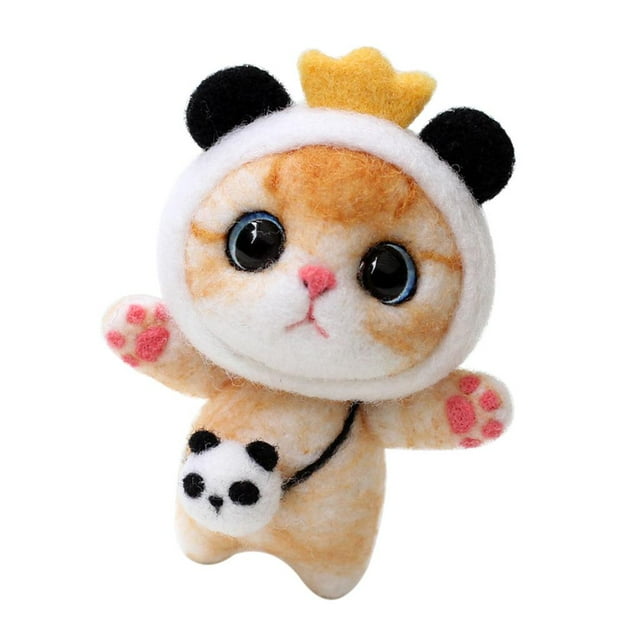 1 Set Handmade Cat Needle Felting Needlefelted for Children DIY Decor White
