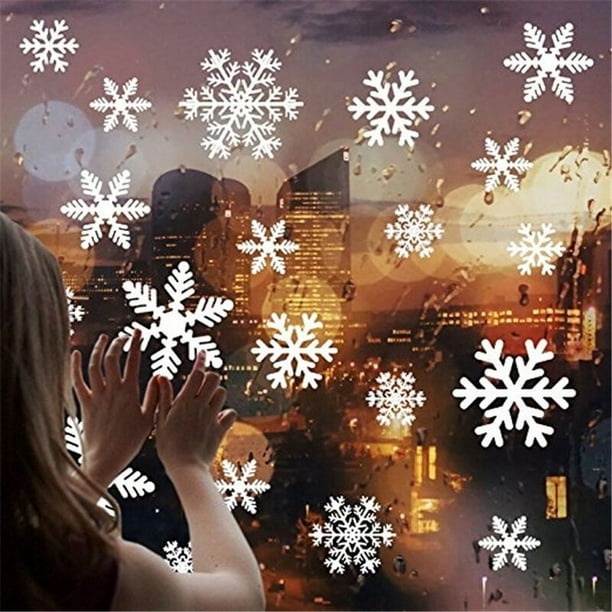 54 Uds pegatinas electrostáticas de copo de nieve, pegatinas de vidrio para ventanas, pegatinas navideñas, pegatinas para ventanas de copos de nieve, decoraciones navideñas