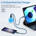 thumbnail image 3 of Type C Charger Fast Charging, Dual Port Charger Block with 2pcs USB C Cable 10FT, USB C Block Wall Charger Adapter Plug Charger Station w/ Type C Charging Cable Compatible for iPhone, Android, Blue, 3 of 7