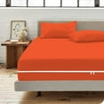thumbnail image 3 of 4 Piece Zipper Sheet Set Includes (1 Zipper Fitted Sheet, 1 Flat Sheet And 2 Zipper PillowCase) with 18 Inch Deep Pocket 800 TC 100% Egyptian Cotton Solid Orange Color King Size, 3 of 7