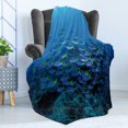 thumbnail image 4 of Fish Soft Flannel Fleece Blanket, Shoal of Fish on Stony Plant Animals in Submarine and Sun Beams on the Surface Image, Cozy Plush for Indoor and Outdoor Use, 50" x 60", Multicolor, by Ambesonne, 4 of 5