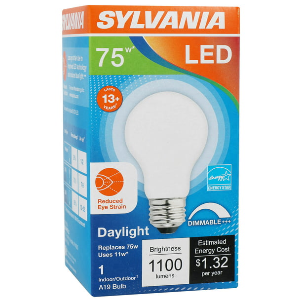 Sylvania LED A19 Reduced Eye Strain Light Bulb, 75W, Dim
