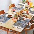 thumbnail image 2 of Blue Ethnic Geometric Patchwork Pattern Summer Placemats Table Placemats Set Of 4-Linen Kitchen Washable Placemats Table Mats 11.8"x17.7" Non-Slip Heat Resistant, 2 of 6