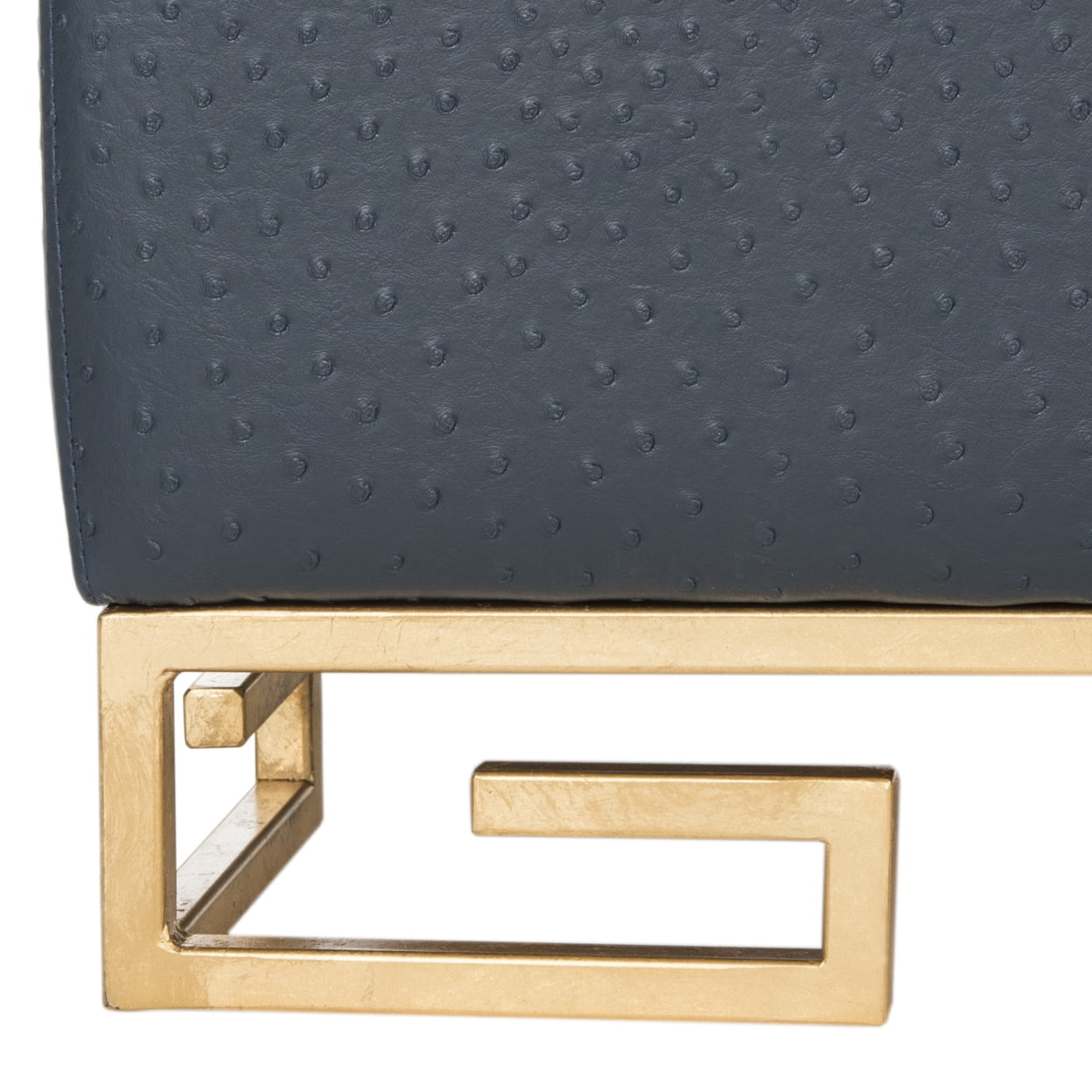 SAFAVIEH Julian Faux Ostrich Tray Ottoman/Coffee Table, Navy/Gold