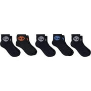 Timberland Boy's 5 Pack Half Cushioned Quarter Socks, Medium, Black