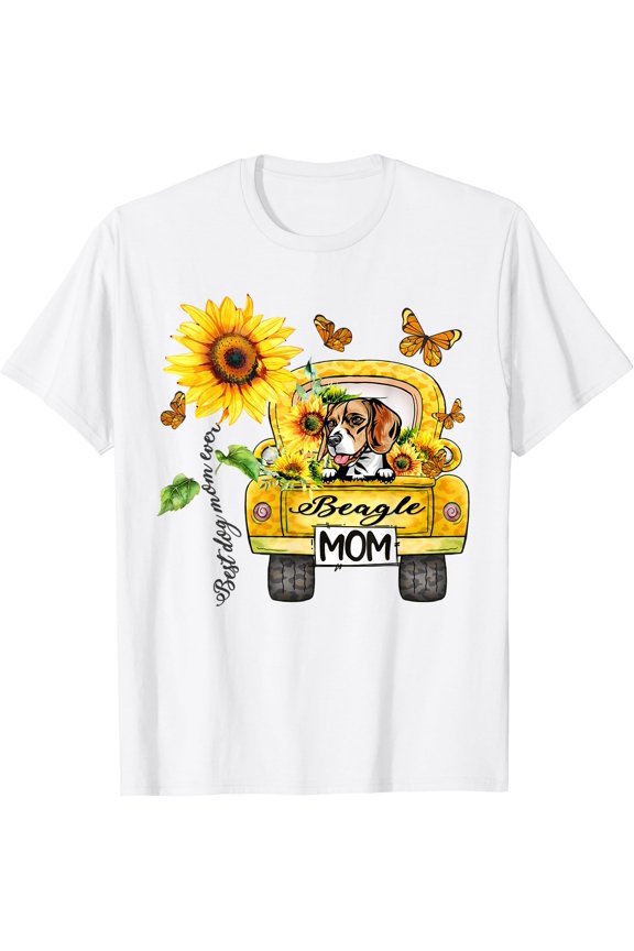 Beagle Mom Sunflower Best Dog Mom Ever Mother'S Day T-Shirt