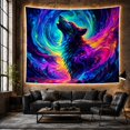 thumbnail image 6 of Cosmic Howling Wolf in Psychedelic Swirls, Mystical Celestial for Nature Lovers, Wildlife Wall Art, Housewarming Gift Tapestry Wall Hanging for Bedroom, Living Room and Dorm, 6 of 7