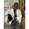 thumbnail image 1 of Abrigo grueso de piel sintética para mujer, abrigo liso y esponjoso de manga larga con solapa elegante, ropa de calle a la moda, Otoño e Invierno, 1 of 5