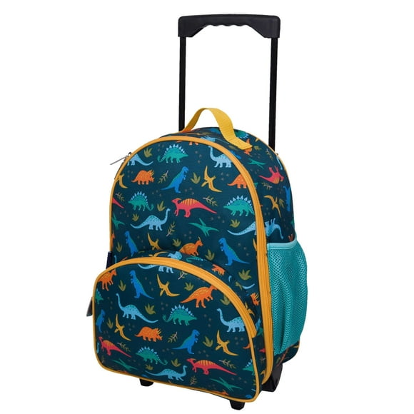 Wildkin Kids Rolling Luggage for Boys and Girls, Carry on Luggage Size is Perfect for School and Overnight Travel, Measures 16 x 12 x 6 Inches (Jurassic Dinosaurs)