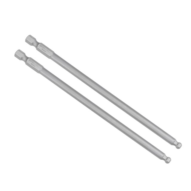 Unique Bargains 2Pcs Ball End Hex Bits 1/4 Inch Hex Shank 5.1 Inch Length Magnetic H5 Head Screwdriver S2 HRC58 Screw Driver Bit