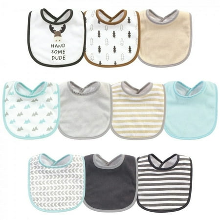UPC: 0660168560824 | Hudson Baby Infant Boy Cotton and Polyester Bibs 10pk  Handsome Moose  One Size