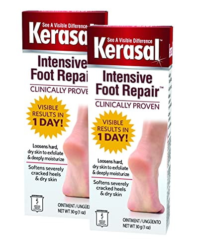 Kerasal Intensive Foot Repair Skin Healing Ointment for Cracked Heels and Dry Feet 1 oz, 2 Count, (Pack of 2)
