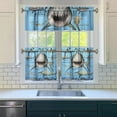 thumbnail image 3 of Kitchen Curtains 24 Inch Short - 3 Panel Set, Shark Whale Dolphin Ocean Theme, Rod Pocket Window Curtain, 100% Polyester for Nautical Farmhouse Kitchen, Easy Wash, 3 of 6